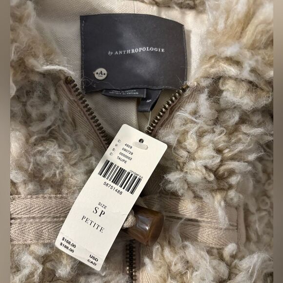 NWT ANTHROPOLOGIE Zip & Toggle Faux Fur Jacket - Picture 4 of 8